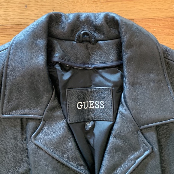 GUESS M leather jacket black gorgeous nwot - Picture 2 of 5